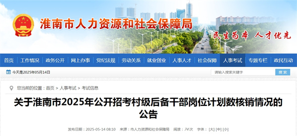 關(guān)于淮南市2025年公開招考村級后備干部崗位計(jì)劃數(shù)核銷情況的公告